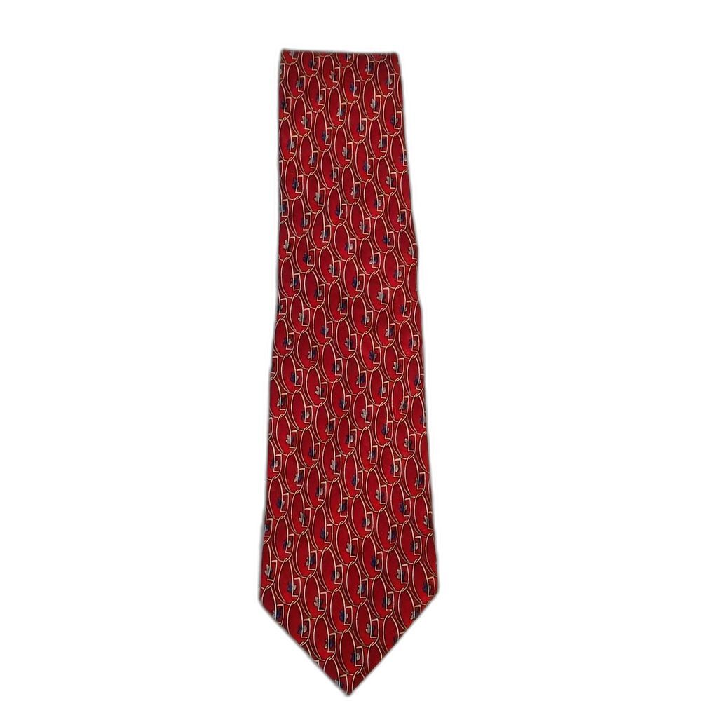 Roundtree & Yorke Red Geometric Silk Tie Necktie Men's
